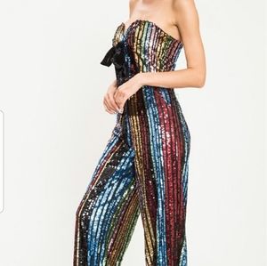 New with tags L'atiste sequin strapless jumpsuit